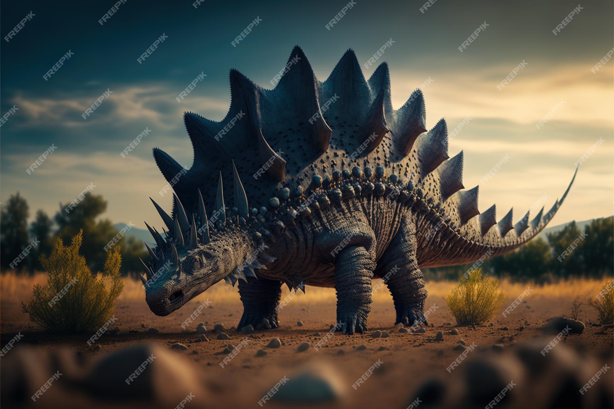 Cor de dinossauro estegossauro desenho herbívoro selvagem antigo isolado no  fundo branco