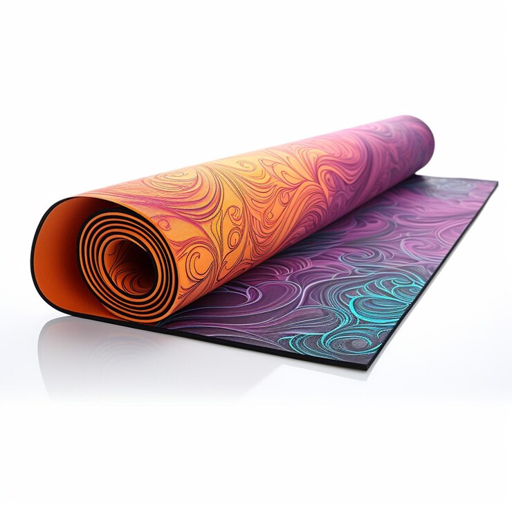 Esteras de yoga sobre un fondo blanco