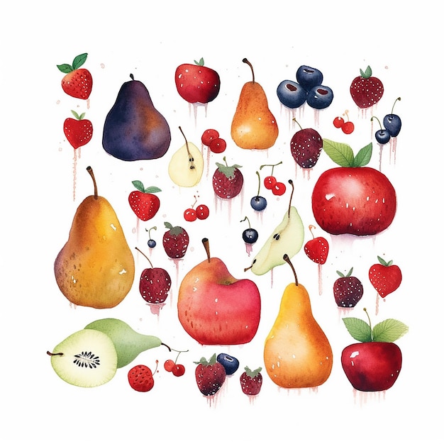 Foto estética aquarela ilustração de padrões de frutas