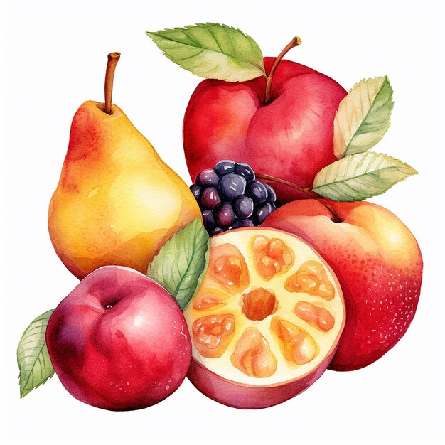 Foto estética aquarela ilustração de padrões de frutas