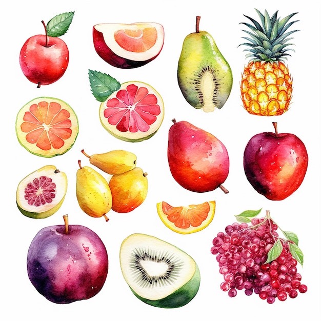 Foto estética aquarela ilustração de padrões de frutas