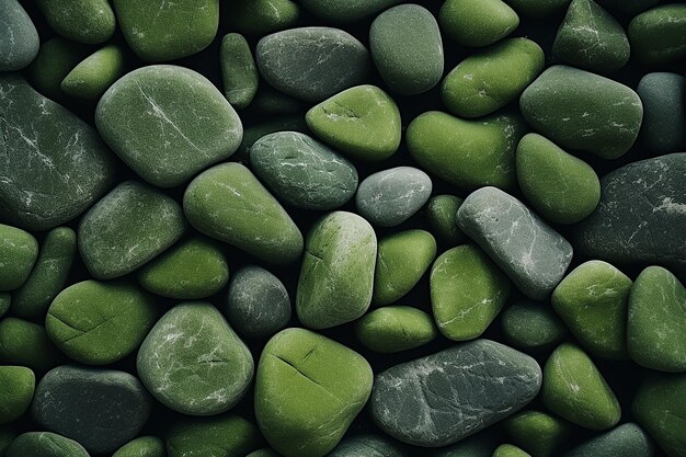 Foto estética arreglada piedras verdes de fondo