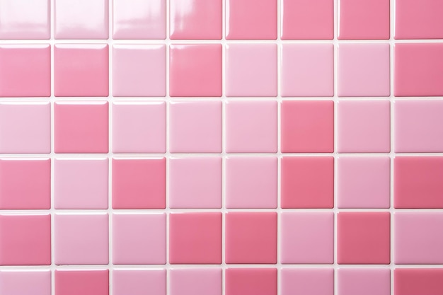 Estética del baño de pared de azulejo rosa a cuadros