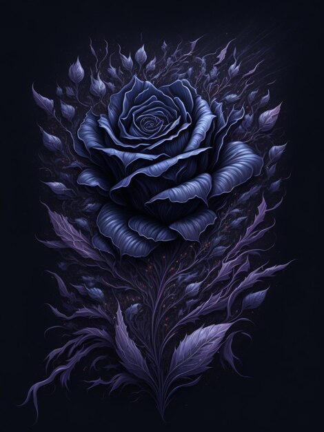 estética de artes respingadas de flor de rosa negra estrelada
