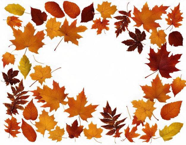 Estética Folhas de Outono Fronteira com espaço branco em branco no centro