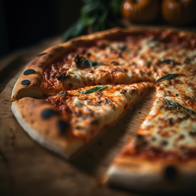 Estética goteando sabrosa rebanada de pizza IA generativa