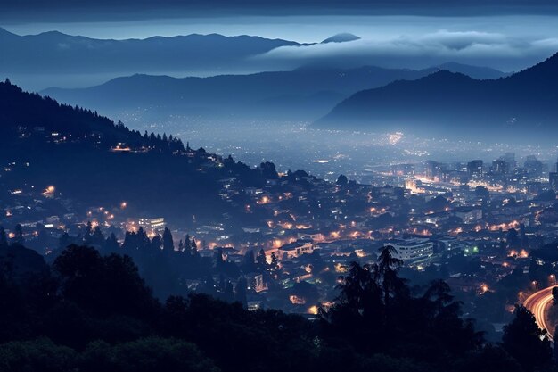 Estética del horizonte de la ciudad al anochecer