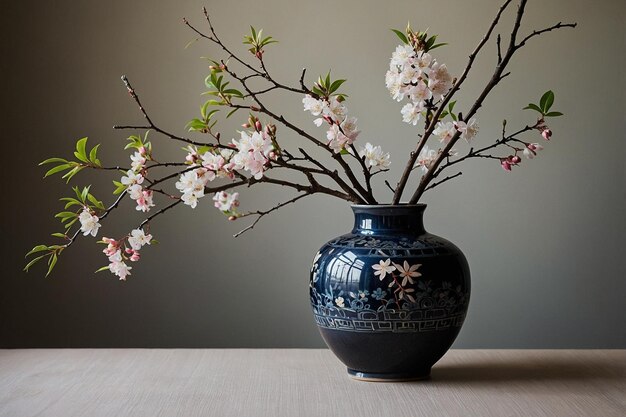 Foto estética japonesa con ramas en jarrón