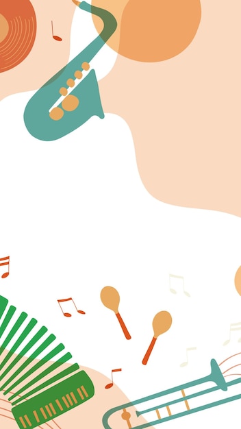 Estética jazz png fronteira fundo instrumento musical em laranja pastel