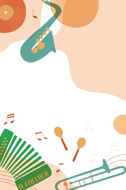 Estética jazz png fronteira fundo instrumento musical em laranja pastel