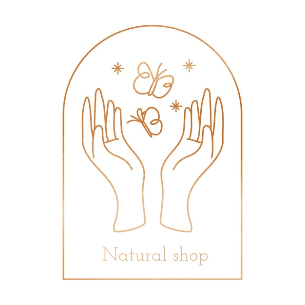 Estética mãos logotipo adesivo png design de arte de linha mínima