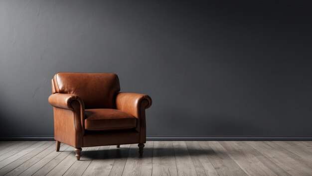 Estética silla de cuero en un entorno interior moderno perfecto para la relajación