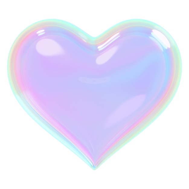 Estético corazón holográfico png elemento 3D fondo transparente