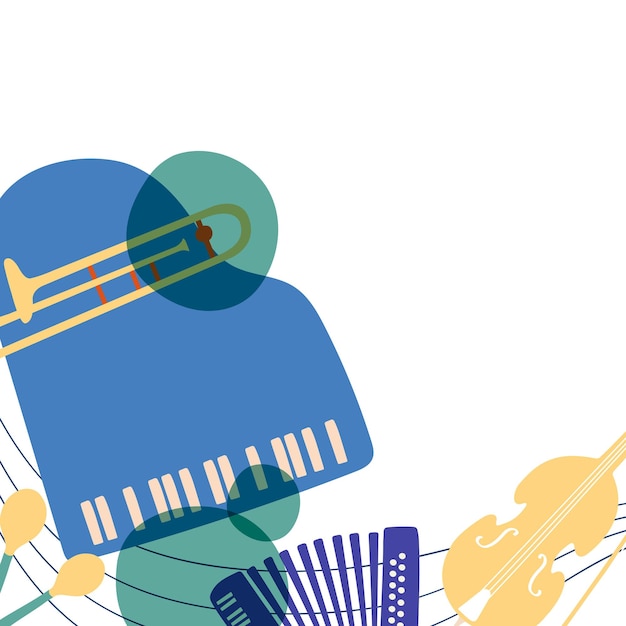 Estético jazz png frontera de fondo instrumento musical en azul
