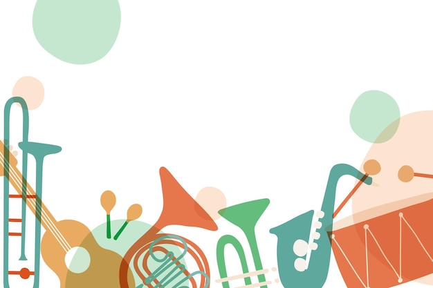 Estético jazz png frontera de fondo instrumento musical en color pastel