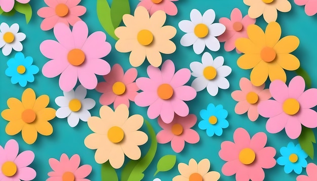 Foto estético papel tapiz floral con vibrantes flores de primavera