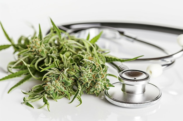 estetoscopio y cannabis para fines médicos