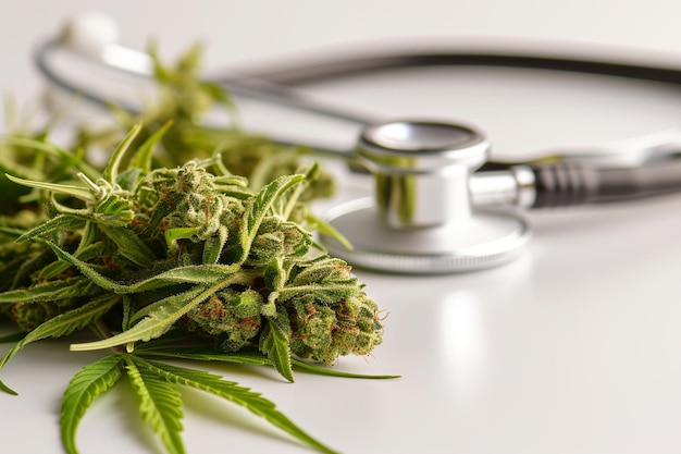 estetoscopio y cannabis para fines médicos