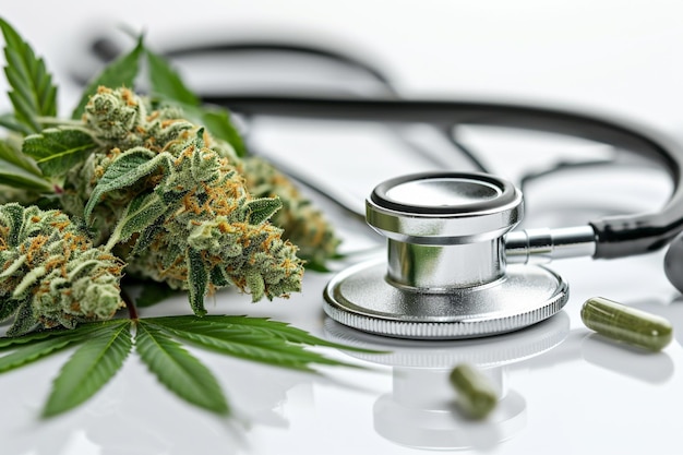 estetoscopio y cannabis para fines médicos