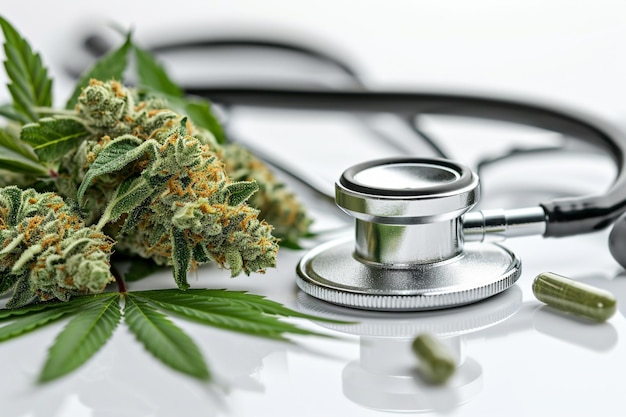 Estetoscópio e cannabis para fins médicos