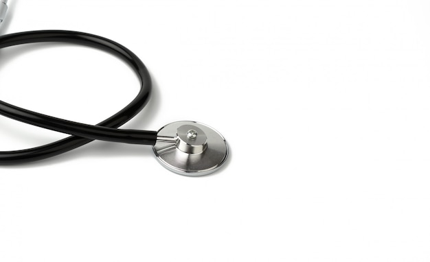 Estetoscópio médico preto isolado, item médico para medição