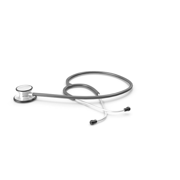 Estetoscopio negro de renderización 3D aislado en un fondo blanco poste horizontal médico de atención médica