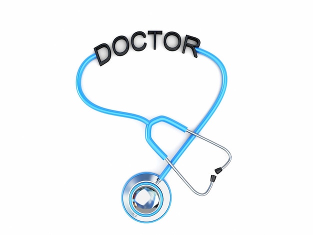 estetoscopio y texto del médico