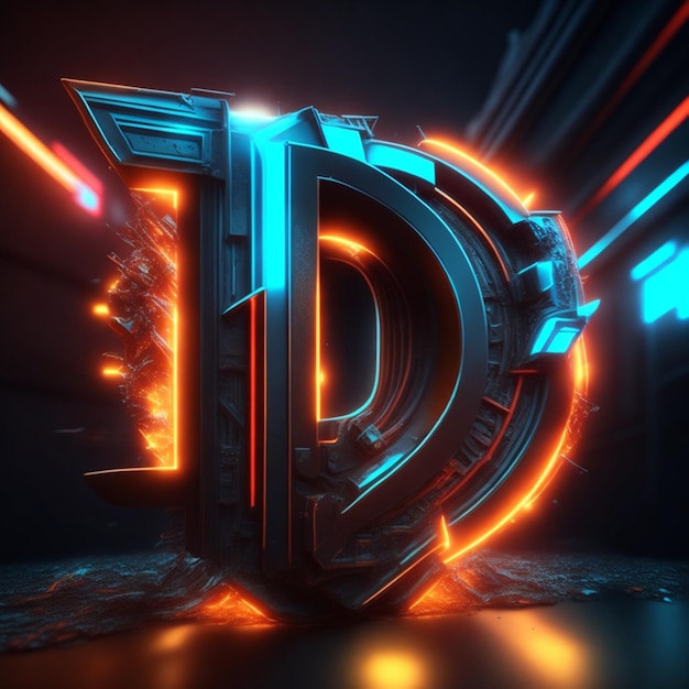 Estilista ai gerou logo D 3d efeito neon