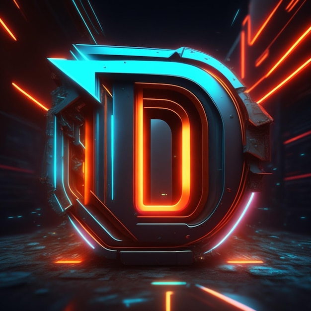 Estilista ai gerou logo D 3d efeito neon