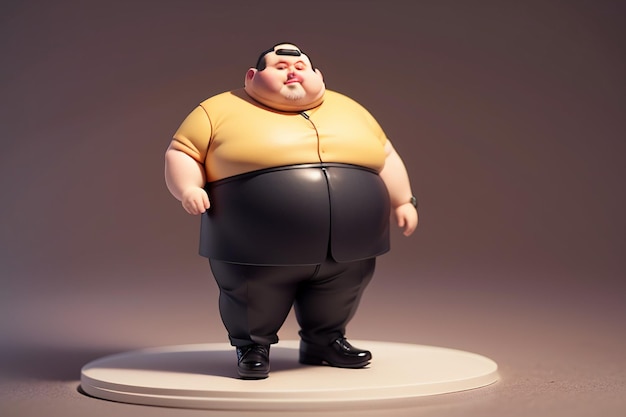 Estilização de personagem de desenho animado Fat Boy Estilo de anime Fundo de papel de parede gordo Renderização de personagem