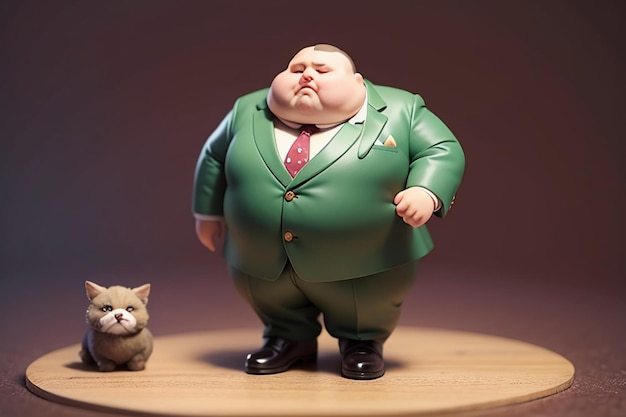 Estilização de personagem de desenho animado Fat Boy Estilo de anime Fundo de papel de parede gordo Renderização de personagem