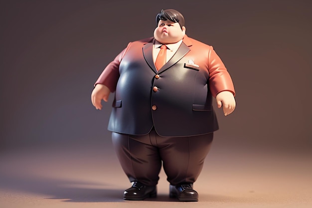 Estilização de personagem de desenho animado Fat Boy Estilo de anime Fundo de papel de parede gordo Renderização de personagem