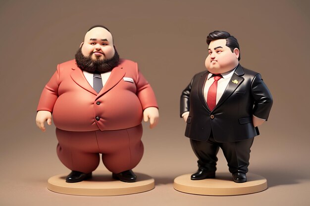 Estilização de personagem de desenho animado Fat Boy Estilo de anime Fundo de papel de parede gordo Renderização de personagem