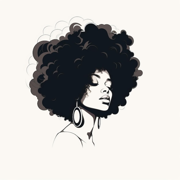 Estilizado Afrohair Doodle Bela Mulher Africana Design de Moda