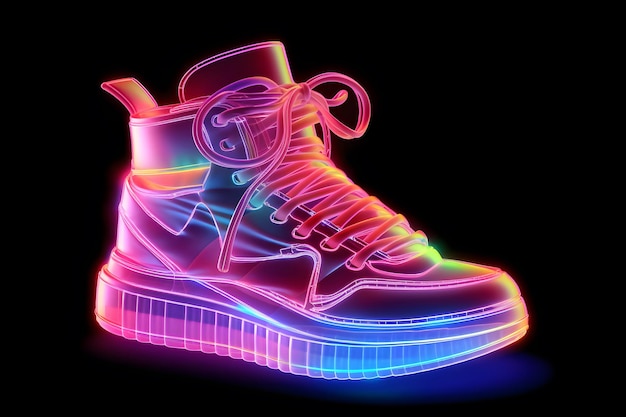 Estilo 3D de colorido Neon Futurista Metaverso de la moda zapatillas de deporte producto