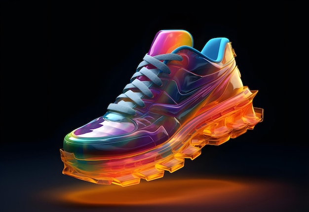 Estilo 3D de Neon Colorido Futurista Metaverso de Moda Sneaker Sapatos Produto