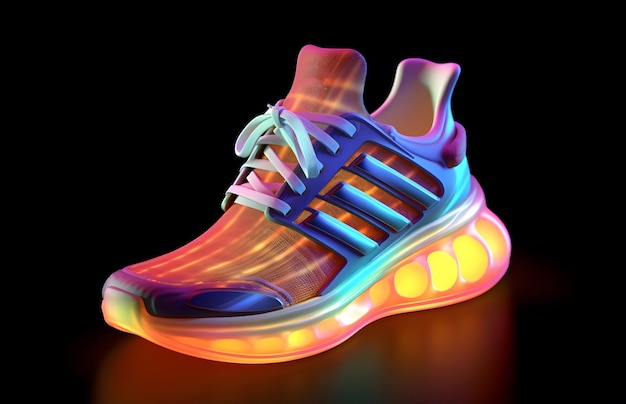 Estilo 3D de Neon Colorido Futurista Metaverso de Moda Sneaker Sapatos Produto