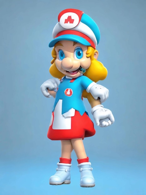 Estilo 3D mario corpo inteiro menina doutor bonita