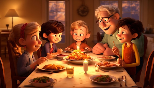 estilo de acción de gracias de pixar