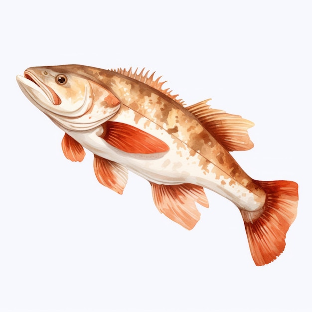 Estilo de acuarela Clipart de un fondo blanco de bacalao