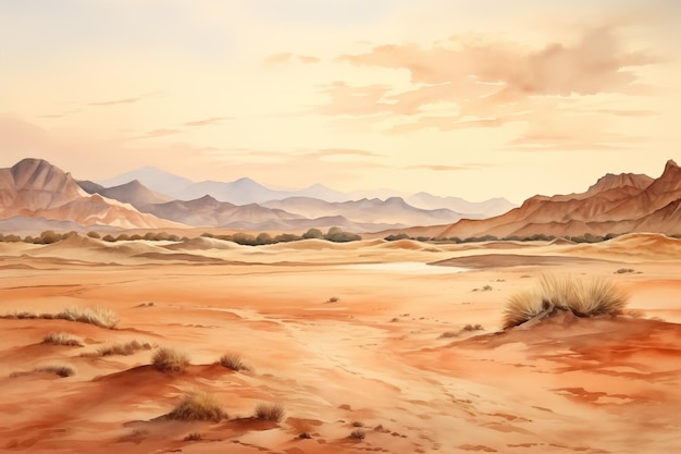 Estilo de acuarela de paisaje del desierto por Generative AI