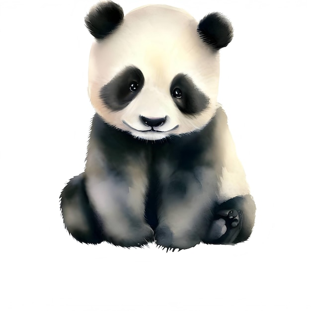 Un estilo de acuarela Panda aislado sobre un fondo blanco.