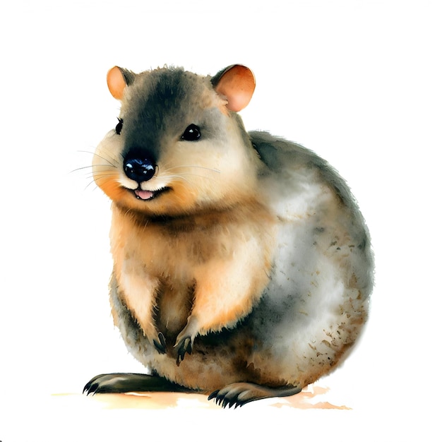 Estilo acuarela Quokka aislado en un fondo blanco