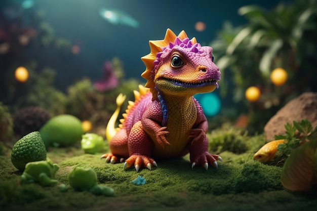 Estilo de animación en 3D bebé dinosaurio
