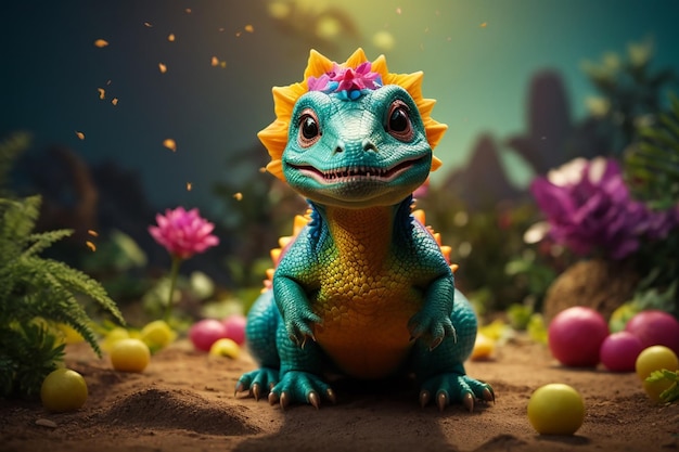 Estilo de animación en 3D bebé dinosaurio