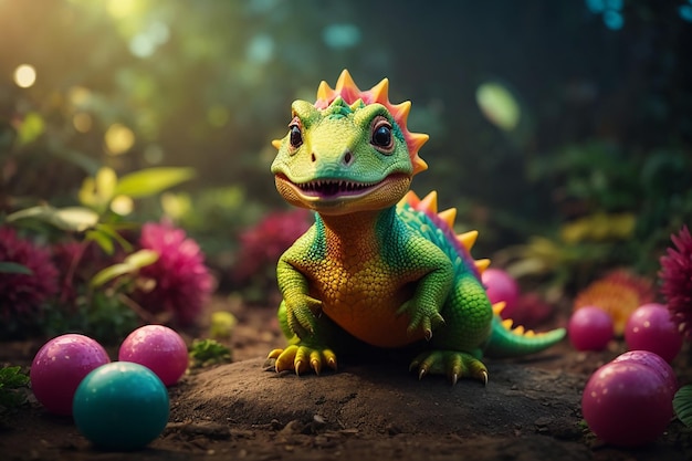 Estilo de animación en 3D bebé dinosaurio