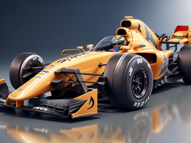 El estilo de animación 3D del coche de f1 futurista