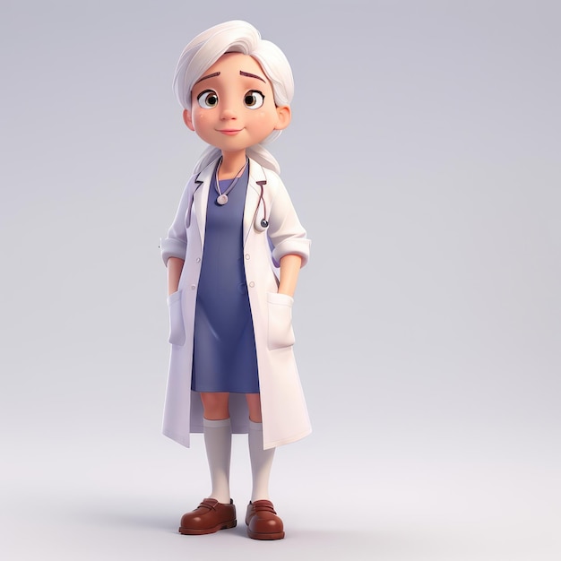 Estilo de animación en 3D Fondo blanco Doctor