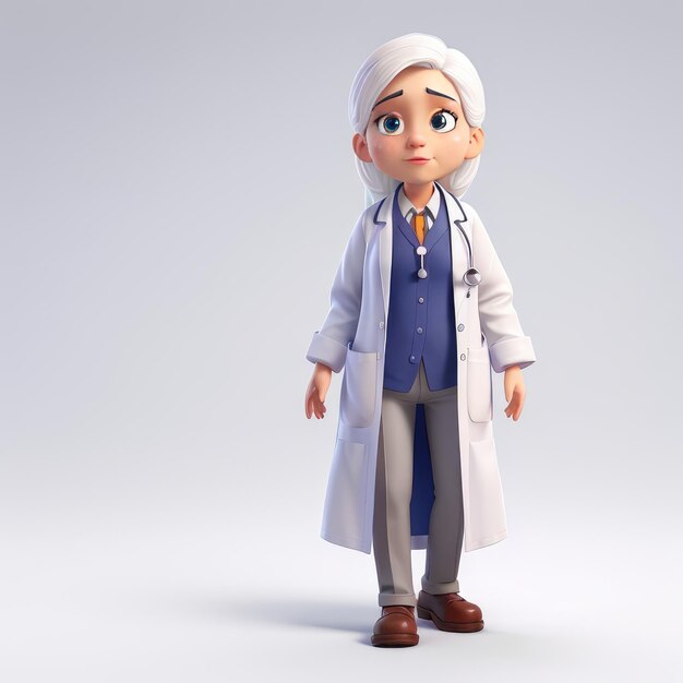 Estilo de animación en 3D Fondo blanco Doctor