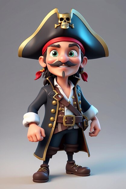 Estilo de animación 3D Ilustración de un personaje de dibujos animados de un pirata